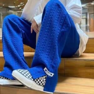 Pantalon large streetwear bleu