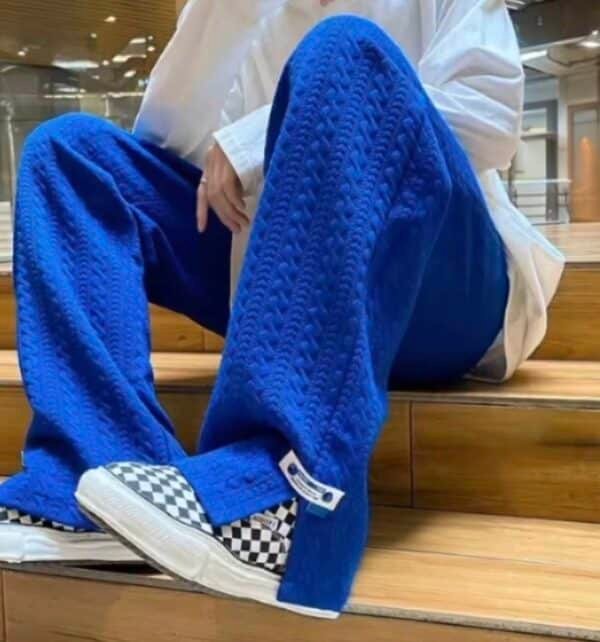 Pantalon large streetwear bleu